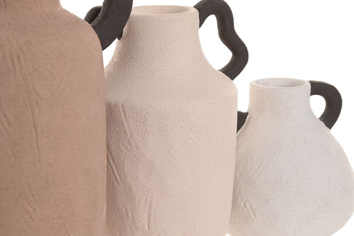 DKD Home Decor Set de 3 Jarrones de Gres Multicolor con Asa DKD Home Decor Set de 3 Jarrones de Gres Multicolor con Asa
