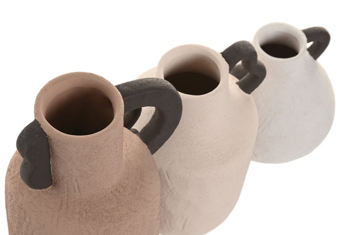 DKD Home Decor Set de 3 Jarrones de Gres Multicolor con Asa DKD Home Decor Set de 3 Jarrones de Gres Multicolor con Asa