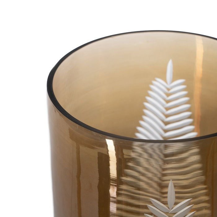 Portavelas Marrón Cristal Decoración 15 X 15 X 25 cm