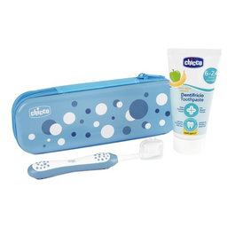 CHICCO Set Azul de Cepillo y Pasta con Flúor 6M+