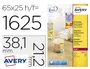 Avery Etiqueta Adhesiva 38,1x21,2 mm Removible Amarillo Fluorescente Caja 1625 Unidades