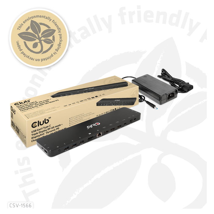 Club3D CSV-1566 Dock USB-C 120W con 6xUSB 3.0, 2xHDMI 2.0, DisplayPort, LAN, Lector de Tarjetas para Lenovo, Dell, Acer, Asus, MSI, HP, Apple