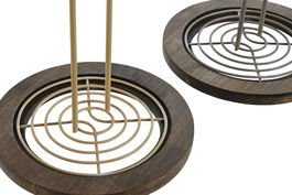 DKD Home Decor Chinalight 23 Portarrollos Metal y Rubberwood Gris Beige 15 x 31 x 15 cm (2 Unidades)