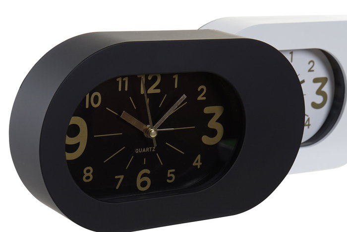 DKD Home Decor Reloj Despertador Blanco Negro 5.1 x 13 x 22 cm (4 Unidades)