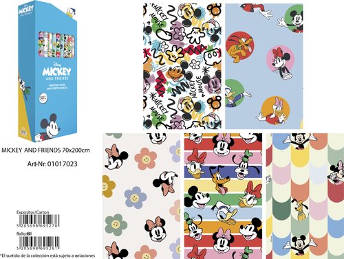 Basika Papel de regalo Disney Mickey and Friends diseños surtidos 70x2 m