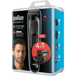 Braun SK3000 Cortapelos Inalámbrico Recargable con Batería, 4 en 1 para Barba y Cabello, 4 Accesorios y 13 Longitudes, Negro