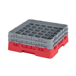 CAMBRO Cesta de lavado de 36 compartimentos, 2 alturas, Rojo
