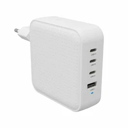 HYPER HJ1002WHWWGL HyperJuice Cargador de Viaje GaN 100W USB-C (3 Puertos Tipo-C + 1 USB-A) Blanco para Portátil, Smartphone y Tablet - Carga Rápida PD 3.0
