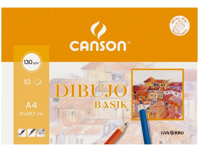 Canson Papel Dibujo Basik Din A3+ 32.5x46 cm 130 g/m² Minipack 10 Hojas