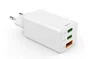 Hama 00201996 Cargador de Red GaN 65W PD/QC, 3 Puertos (2x USB-C + 1x USB-A), Blanco - Carga Rápida para Smartphone, Tablet y Portátil