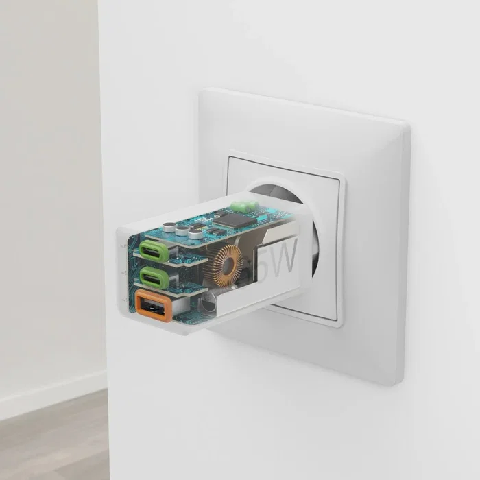 Hama 00201996 Cargador de Red GaN 65W PD/QC, 3 Puertos (2x USB-C + 1x USB-A), Blanco - Carga Rápida para Smartphone, Tablet y Portátil