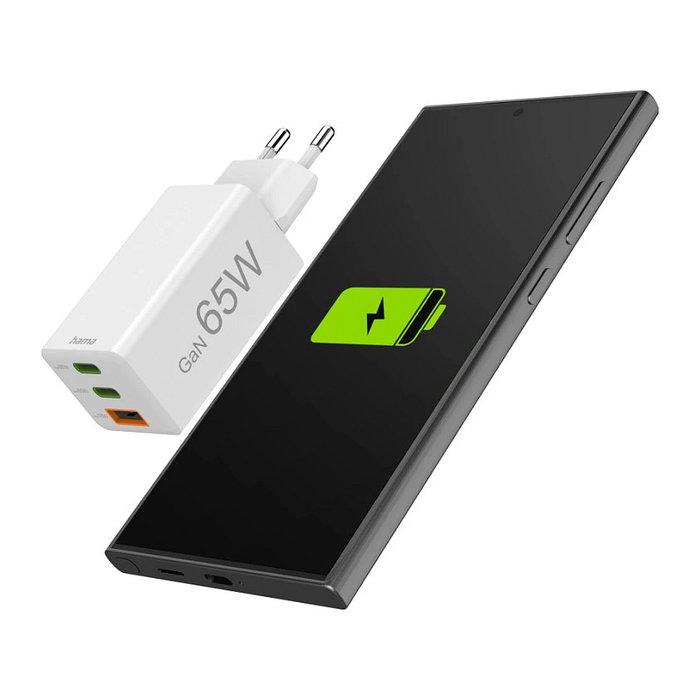 Hama Cargador de red Mini 65W PD/QC 2x USB-C 1x USB-A Blanco