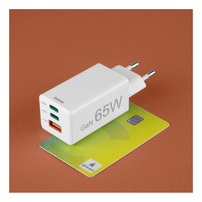 Hama Cargador de red Mini 65W PD/QC 2x USB-C 1x USB-A Blanco