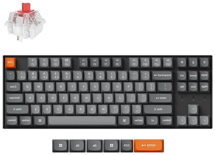 Keychron K8M-H1 Teclado Mecánico 80% TKL RGB Hot-Swap Super Red Switch Inalámbrico Bluetooth Negro Keychron K8M-H1 Teclado Mecánico 80% TKL RGB Hot-Swap Super Red Switch Inalámbrico Bluetooth Negro