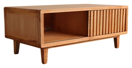DKD Home Decor Mesa Centro Scandi Natural con 2 Puertas, Mindi, Dimensiones 110 cm Ancho x 60 cm Largo x 45 cm Alto