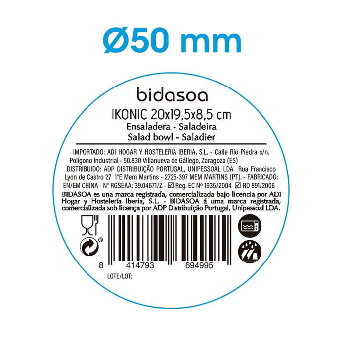 Ensaladera Cerámica Ikonic Bidasoa 20x19,5x8,5 cm (12 Unidades)