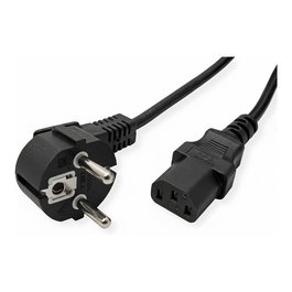 VALUE Netzkabel, CEE7/7-Stecker & IEC-Buchse gerade, schwarz, 3 m