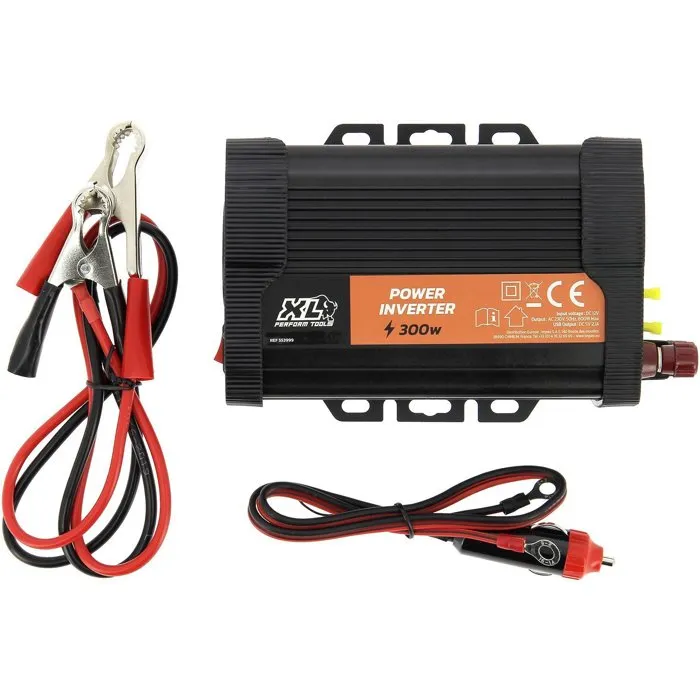 XLPT AAAQG37681 Convertidor 12V-230V 300W con 2 Salidas USB y Fusibles Incluidos