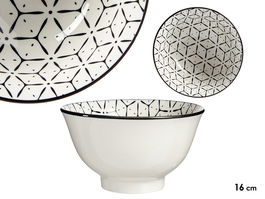 Vessia Bowl Griego Negro 16 cm (Ancho) x 7.5 cm (Alto) x 16 cm (Largo) - Porcelana (Set de 24)