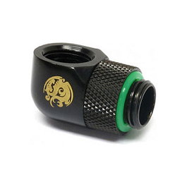 Bitspower Adaptador 90 Grados G1/4 Pulgada Macho a G1/4 Pulgada Hembra Giratorio Negro Mate