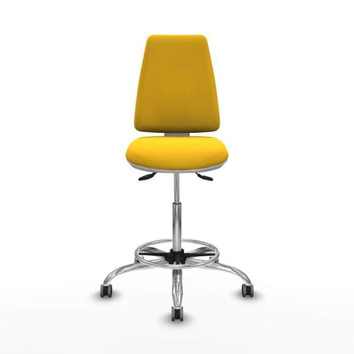 PIQUERAS Y CRESPO Taburete Elche blanco AS tapizado en similpiel amarillo con base cromada