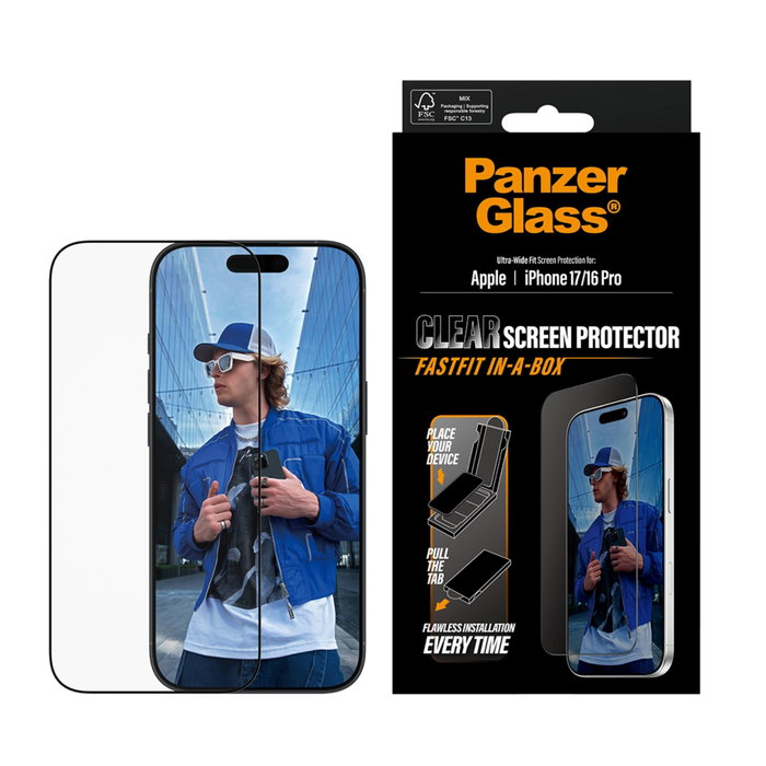 PanzerGlass Protector de Pantalla Ultra-Wide Fit Fastfit con Marco Negro para iPhone 17 e iPhone 16 Pro PanzerGlass Protector de Pantalla Ultra-Wide Fit Fastfit con Marco Negro para iPhone 17 e iPhone 16 Pro