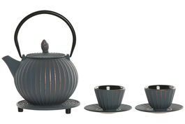 DKD Home Decor Tetera Oriental Turquesa Set de 3 Piezas 13.5 x 19.5 x 16 cm