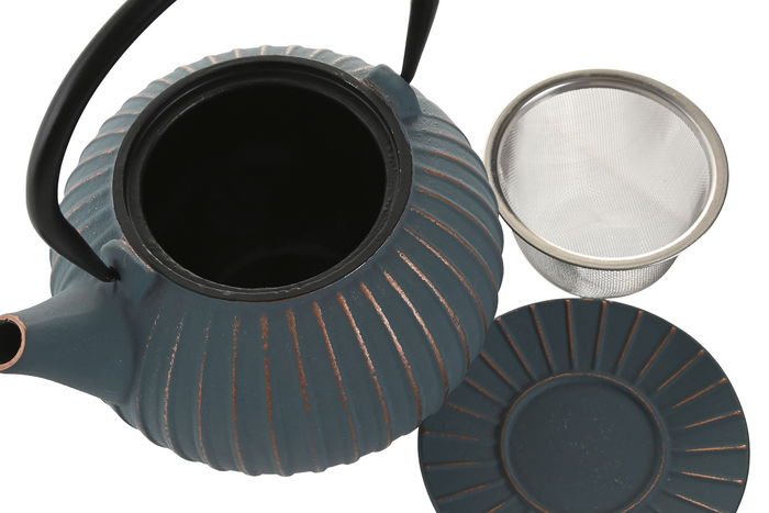 DKD Home Decor Tetera Oriental Turquesa Set de 3 Piezas 13.5 x 19.5 x 16 cm