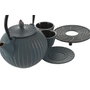 DKD Home Decor Set de 3 Teteras de Hierro Colado e Inox Turquesa 850ml