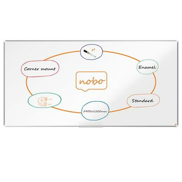 NOBO Pizarra Blanca Magnética Premium Plus de Acero Vitrificado 240x120 cm