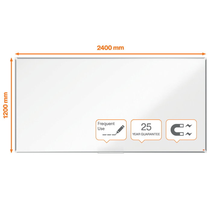 NOBO Pizarra Blanca Magnética Premium Plus de Acero Vitrificado 240x120 cm