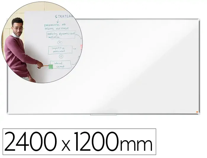 NOBO Pizarra Blanca Magnética Premium Plus de Acero Vitrificado 240x120 cm