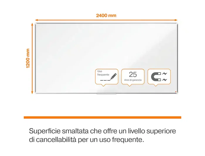 NOBO Pizarra Blanca Magnética Premium Plus de Acero Vitrificado 240x120 cm