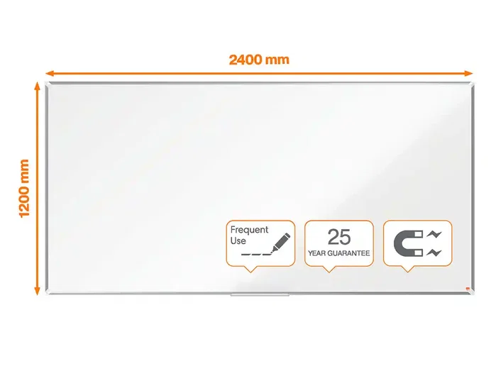 NOBO Pizarra Blanca Magnética Premium Plus de Acero Vitrificado 240x120 cm