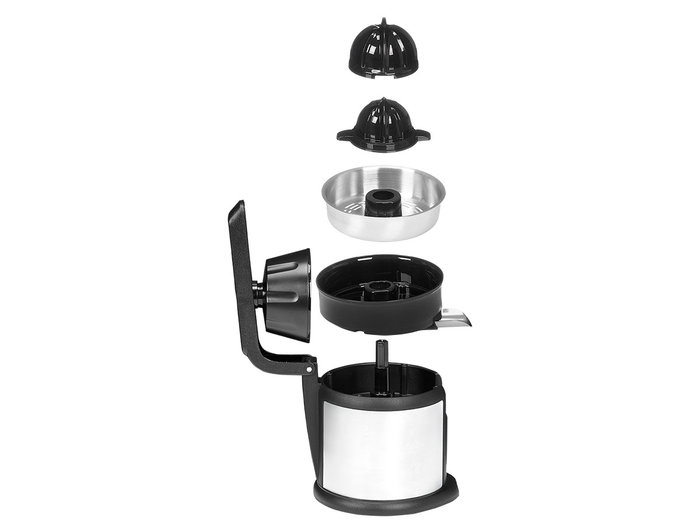 Argon Exprimidor Manual de Acero Inoxidable y Plástico Negro, 120W, Dimensiones 15x25.5x21 cm, Enchufe VDE (Set de 6)