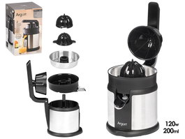 Argon Exprimidor Manual de Acero Inoxidable y Plástico Negro, 120W, Dimensiones 15x25.5x21 cm, Enchufe VDE (Set de 6)