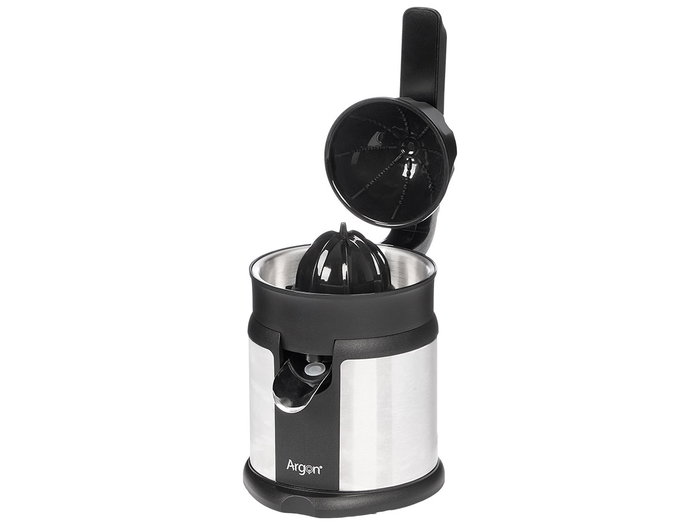 Argon Exprimidor Manual de Acero Inoxidable y Plástico Negro, 120W, Dimensiones 15x25.5x21 cm, Enchufe VDE (Set de 6)
