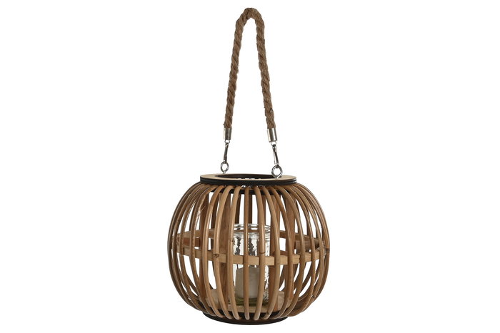 DKD Home Decor Portavela Balines Natural Ratán Cristal 22 x 19 x 22 cm (6 Unidades)