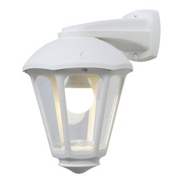 Fumagalli Farol de Pared con Brazo Nardo/Giampy, Blanco, Cristal Transparente, Casquillo E27 Máx. 23W, IP55, Resina UV, Incluye Fijación, 210x270x315 mm