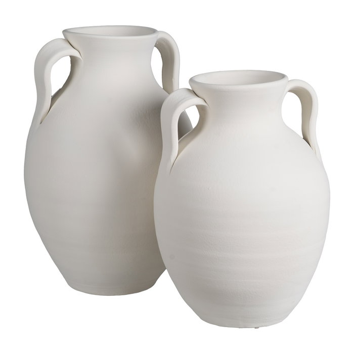 Vasija Blanco Barro Decoración 27 X 27 X 46 cm