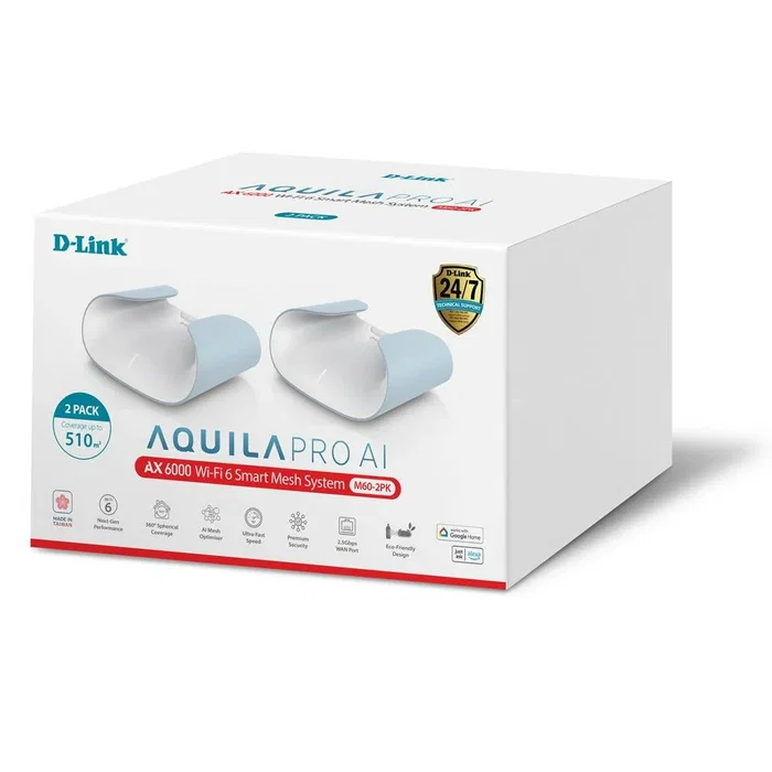 D-Link M60-2 Pack de 2 Sistema Wi-Fi Mesh AX6000 Wi-Fi 6 Blanco D-Link M60-2 Pack de 2 Sistema Wi-Fi Mesh AX6000 Wi-Fi 6 Blanco