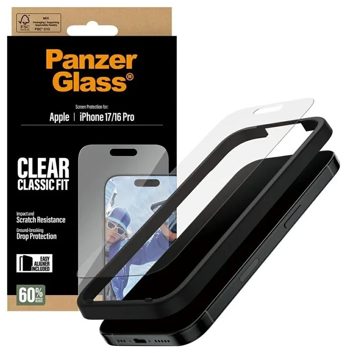 PanzerGlass Protector de Pantalla Classic Fit para iPhone 17 / iPhone 16 Pro