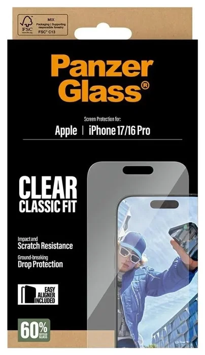 PanzerGlass Protector de Pantalla Classic Fit para iPhone 17 / iPhone 16 Pro
