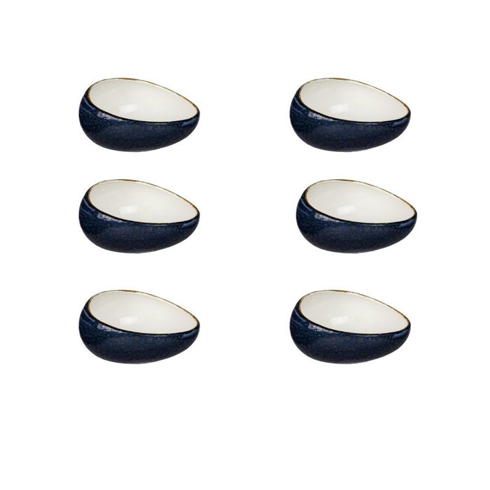 SUMMA Bol MOON BLUE, vajilla de vitro porcelana, bol/ensaladera, 18 cm de diámetro x 9 cm de alto, capacidad 60 cl, apto lavavajillas y microondas (Set de 6)