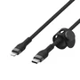 Belkin CAA011BT1MBK Cable de Carga USB-C a Lightning con Forro de Silicona Trenzada, 1 Metro, Negro