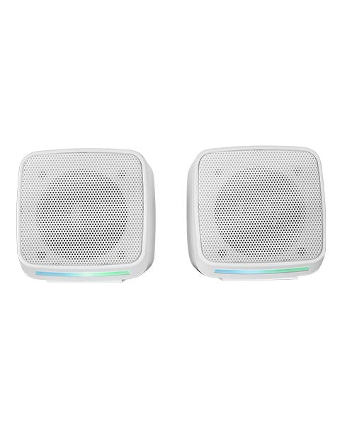 Mars Gaming MS-PRO Altavoz Estéreo para PC Gaming - Blanco - 10W RMS, Iluminación RGB Flow Dinámica, Control de Volumen, Conexión Jack 3.5mm y USB, Diseño Compacto