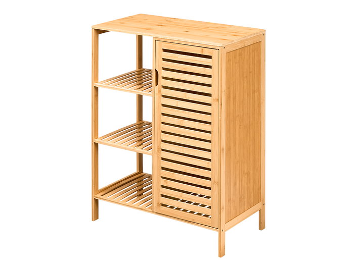 Berilo Mueble Puerta Lateral 4 Baldas Bambú 84x9.5x33 cm Madera MDF