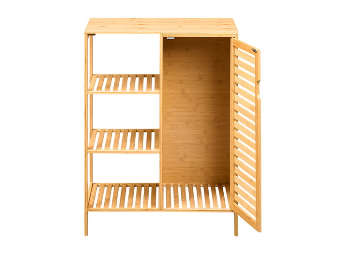 Berilo Mueble Puerta Lateral 4 Baldas Bambú 84x9.5x33 cm Madera MDF