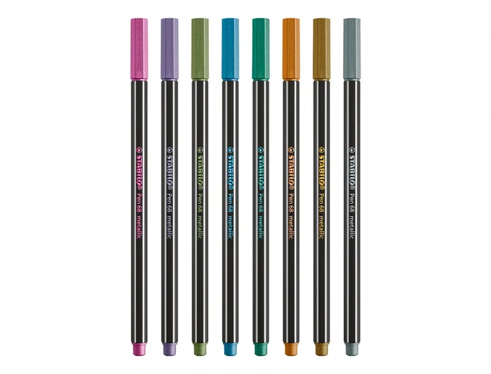 Stabilo Rotulador punta de fibra Pen 68 Metallic, estuche plástico de 8 unidades, colores surtidos Stabilo Rotulador punta de fibra Pen 68 Metallic, estuche plástico de 8 unidades, colores surtidos