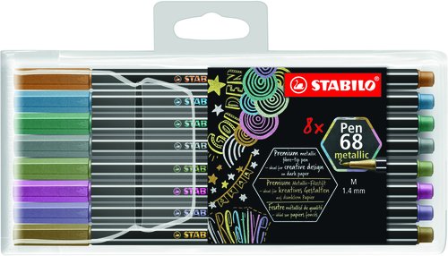 Stabilo Pen 68 Metallic Estuche de 8 Rotuladores Colores Metálicos Surtidos Stabilo Pen 68 Metallic Estuche de 8 Rotuladores Colores Metálicos Surtidos